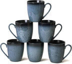 Yeacccng Modern Minimalist Coffee Mugs Set of 6, Cappuccino Cups Set, 16 Oz Unique Kiln-Changing Glaze Ceramic Latte Mugs for Coffee, Tea, Milk, Cocoa, Latte, Cappuccino, Dishwasher & Microwave Safe