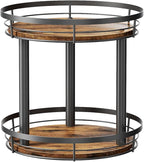 LAMU 10'' Wood Lazy Susan Spice Rack Organizer, 2 Tier Spice Organization for Cabinet, Countertop, Kitchen, Table Top, Pantry, Condiment and Seasoning Rack Organizer