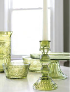 Boston International Vintage-Inspired Glass Serving Bowl with Embossed Floral Pattern for Salad Snacks Dinner, Small 4.75" x 2.25", Olive Green Codi