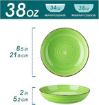 vancasso Bonita Pasta Bowls Set of 6, 38 oz Shallow Ceramic Bowls for Pasta, Salad, Soup & More - Microwave, Dishwasher & Oven Safe - Assorted Colors