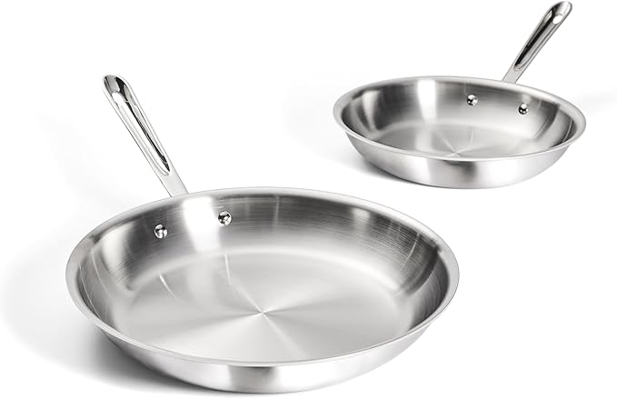 All-Clad D3® Stainless Steel 10 and 12 inch Frying Pans Set - Made in the USA- The Original Bonded Professional Cookware- Oven Safe & Induction Compatible