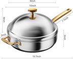 FogDream Titanium Non Stick Frying Pan, 10in Tri-Ply Stainless Steel Deep Saute Pan, All-in-One Cookware Set with Stainless Lid, Stay Cool Handle, Dishwasher & Oven-Safe,Induction Compatible,Gold