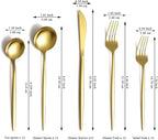 Evanda Gold Silverware Set 60 Piece Service for 12, Titanium Gold Plated Stainless Steel Flatware Set, Knives Forks Spoons Cutlery Set for Wedding, Parties, Birthday, Restauroom, Dishwasher Safe