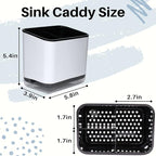 KeFanta Sink Caddy for Countertop, Sponge Holder for Kitchen Sink, Dish Sponge and Brush Holder, Plastic Dish Scrubber Organizer with Drain Pan, Black