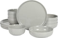 Gibson Home Oslo 12-Piece Porcelain Chip and Scratch Resistant Dinnerware Set, Grey,Service for 4