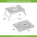Youpehom Bed Tray Table with Folding Legs,Bamboo Breakfast in Bed for TV Table,Tray,Eating,Snack Tray,Laptop Computer (White, Medium)