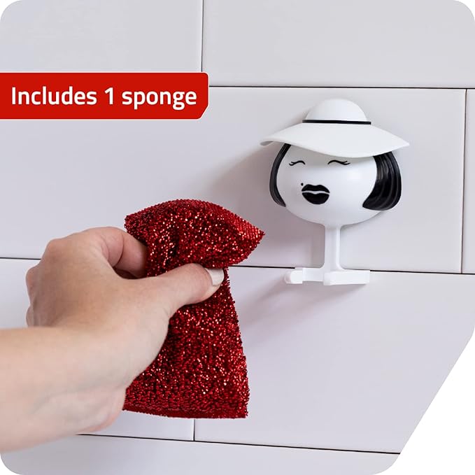 Peleg Design Mrs. Sponge Kitchen Sponge Holder - Plastic Dish Sponge Holder for Kitchen Sink, Dries All Types of Sponges - Kitchen Sink Organizer, Decor, and Unique Gift Idea - Sponge Included