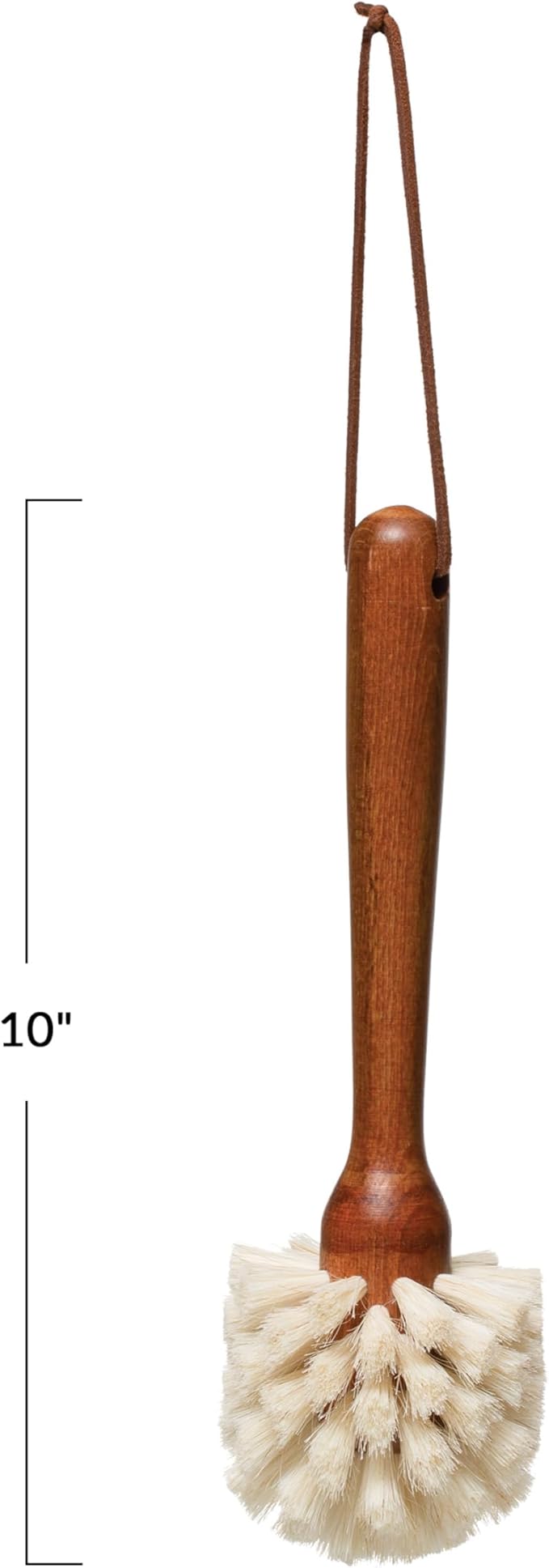 Beech Wood Dish Brush w Leather Strap, Dark Brown