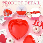 3 PCS Silicone Heart Shaped Cake Pans 4 6 8 Inch Nonstick Silicone Heart Baking Mold Reusable Food Grade Mold for Baking Brownie Valentine Mother Wedding Birthday Day(Red)