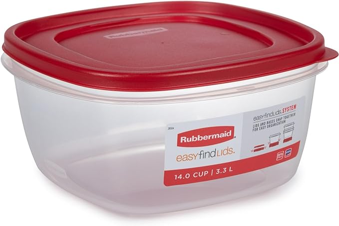 Rubbermaid Easy Find Lids Food Storage Container, 14 Cup, Red 2 Pack