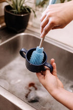Haakaa Silicone Cleaning Brush Kit – Household Cleaning Brushes for Bottles and Crevices – Food-Grade Silicone: Dishwasher Safe (Brush-Mist Blue)