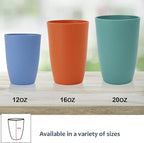 Homienly Wheat Straw Cups Set Unbreakable Drinking Glasses & Reusable Plastic Cups Alternative Microwave Dishwasher Safe Tumblers 16 oz Cups for Kitchen, Kids, Water, Coffee, Juice, Set of 6 (Multi)