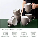 DOWAN Coffee Mugs, 17 Oz Coffee Mug Set of 6, Corrugated Tea Mugs (Brown)