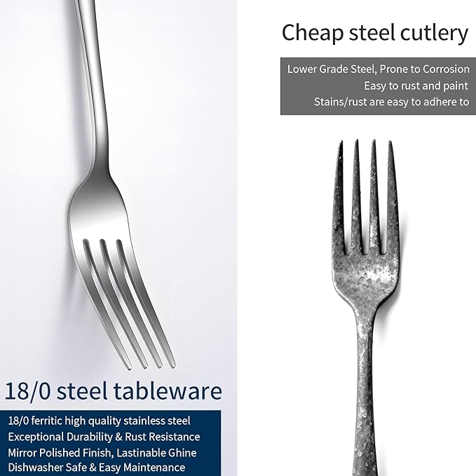 GPY 36-Piece Silverware Set with Steak Knives, Nickel Free 18/0 Stainless Steel Flatware Set Service for 6, Heavy Duty Eating Utensils with Mirror Polish, Dishwasher Safe for Home Kitchen & Restaurant