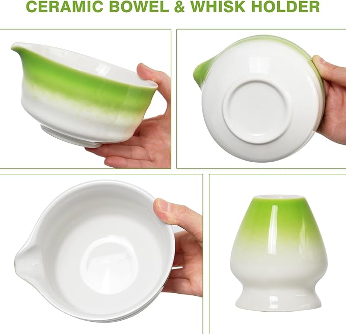 Matcha Whisk Set, Premium Ceremonial Grade Matcha Set Includes Matcha Bowl, Bamboo Scoop, Matcha Powder Sifter, Matcha Whisk and Holder for Matcha Lovers