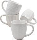 14 oz Embossed Ceramic Coffee Mugs - Set of 4, Artisan Textured Large Coffee Cups for Home & Office,Lead-Free Microwave & Dishwasher Safe,Coffee Cups for Wedding Housewarming Coffee Lovers