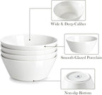 MALACASA 35 OZ Soup Bowls, White Porcelain Bowls Set of 4, Deep Bowl for Kitchen, Large Ceramic Bowls for Soup, Cereal, Salad, Ramen and Fruit, Dishwasher & Microwave Safe, Series Regular