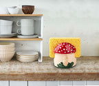 dgudgu Mushroom Kitchen Sponge Holder Red Ceramic Sponge Holder For Kitchen Sink Dish Caddy Decor For Sink Accessories
