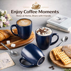 GBhome 12oz Coffee Mugs Set of 6, Large Ceramic Coffee Mugs for Man, Woman, Dad, Mom, Modern Coffee Mugs Set with handle for Tea/Latte/Cappuccino/Milk/Cocoa. Dishwasher&Microwave Safe,Navy Blue