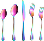 30 Piece Silverware Set, Flatware Cutlery Set for 6, 18/0 Stainless Steel Silverware, Durable Home Kitchen Eating Tableware Set,Restaurant, Wedding, Party,Dishwasher Safe