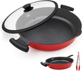 14-Inch Large Deep Frying Pan Skillet with Lid, 5-Quart Non stick Saute Pan, 2-In-1 Nonstick Sauté Pan Everyday Pan with Lid, Compatible with All Stoves, PTFE & PFAS-Free