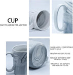 Coffee Mugs Set of 4,16 OZ Large Marble Ceramic Tea Cups with Big Handle,Bulk Grey Marble Diner Mugs Set for Latte, Beer,Cappuccino,Microwave Dishwasher Safe Cup for Men Women Gift