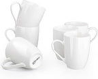 GBhome 16oz Coffee Mugs Set of 6, Large Ceramic Coffee Mugs for Man, Woman, Dad, Mom, Modern Coffee Mugs Set with handle for Tea/Latte/Cappuccino/Milk/Cocoa. Dishwasher&Microwave Safe,White