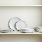 Earth & Clay Mia 12-Piece Stoneware Dinnerware Set, Plates and Bowls Set, Dishwasher and Microwave Safe, Dish Set for 4, White