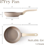 PRICUSIS Nonstick Frying Pan, 8/10/12 Inch Stain/Scratch/Crack Proof Chef Pan, Healthy Skillet, PFOA Free Omelet Pan, Dishwasher & Oven Safe, Induction Compatible (8-Inch, Natural Linen)