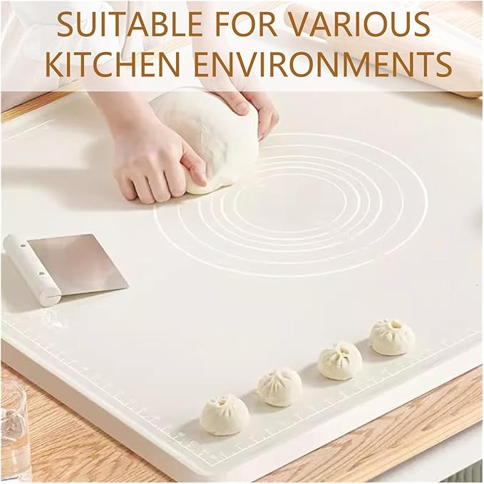 Silicone Pastry Mat 26" x 18"Extra Thick Silicone Baking Mat Pastry Mat with Measurements Non-stick Baking Mat for Rolling Out Dough,Bread,Pie,Cookies,Pizza,Fondant,Sourdough