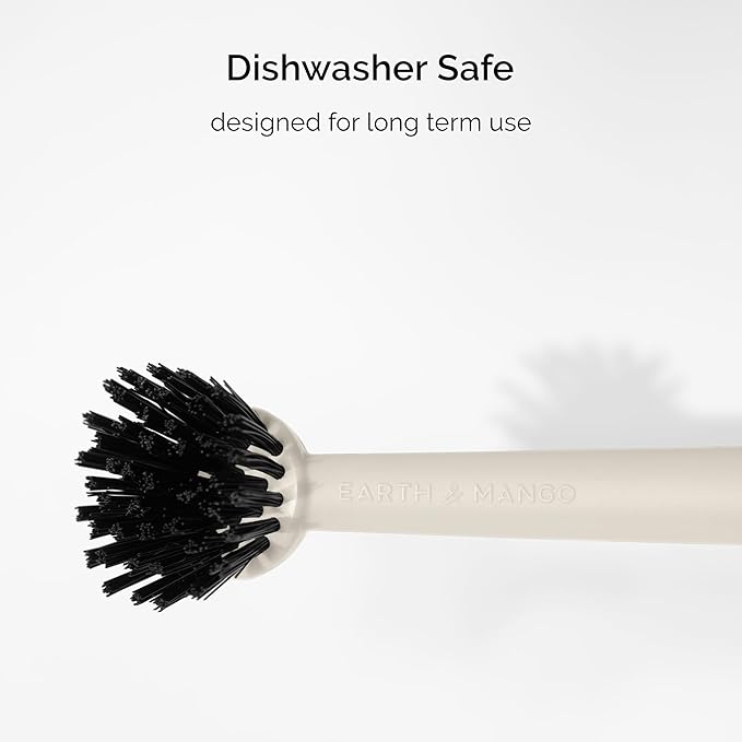 Earth & Mango Magnetic Dish Brush & Scraper, Snaps to Sink, Non-Scratch, Dishwasher Safe, Dish Scrubber – Warm Sand Beige