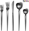 Stainless Steel Flatware Set, Titanium Plated, 20-Piece Matte Black Service Set for 4