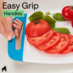 GORILLA GRIP BPA-Free Reversible Kitchen Cutting Board Set of 3, US Designed, Nonporous, Juice Grooves Catch Liquid, Slip Resistant Border, Dishwasher Safe, Durable Large Food Chopping Boards, Aqua