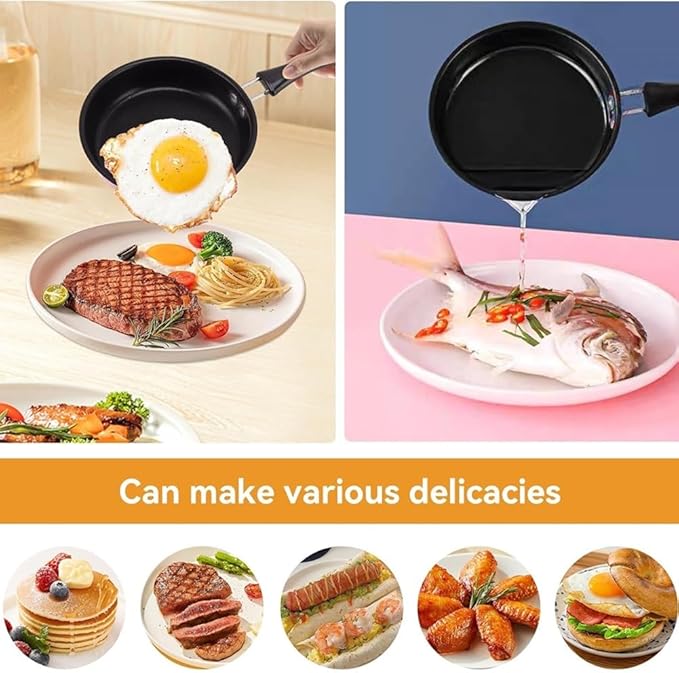 Nonstick Frying Pan 4.9 Inch (12.5cm) Round Egg Pan One Egg Fry Pan Egg Pancake Maker Omelet Mini Dishwasher Safe Cookware Small Egg Skillet, PFOA Free, Portable Pan for Stove Gas Induction Hob