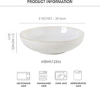 8" Ceramic Pasta Bowls, 22 Oz Serving Bowls Set of 4, Porcelain Shallow Soup Bowl, Embossed Serving Dishes for Pasta, Fruit, Salad, Housewarming Gift, Dishwasher Safe