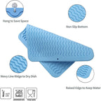 MicoYang Silicone Dish Drying Mat for Multiple Usage,Easy clean,Eco-friendly,Heat-resistant Silicone Mat for Kitchen Counter or Sink,Refrigerator or Drawer liner Light Blue M 12 inches x 12 inches