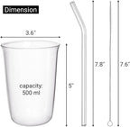 6 Piece Drinking Glasses, 16 Oz Clear Water Glass Set with Straws, Lead-free Highball Glass Cup Kitchen Glassware for Juice, Beverage, Cocktail, Ice Tea, Coffee, Soda