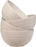 Unbreakable Wheat Straw Cereal Bowls Set of 4, 24 OZ Microwave and Dishwasher Safe Lightweight Soup and Salad Bowl Sets, Reusable Dessert Bowls for Rice, Pasta, Snack, Fruit, BPA Free (Beige)
