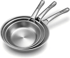 Stainless Steel Frying Pans Set,PFOA&PTFE Free Tri-Ply Skillets,Chef's Pan Set(8+10+12inch) Frying Pans for cooking,Induction Cookware Sets,Dishwasher and Oven Safe