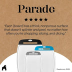 GORILLA GRIP BPA-Free Reversible Kitchen Cutting Board Set of 3, US Designed, Nonporous, Juice Grooves Catch Liquid, Slip Resistant Border, Dishwasher Safe Large Food Chopping Boards, Black Aqua Gray