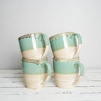 Bosmarlin Ceramic Coffee Mug Set of 4, 17 Oz, 5 Colors to Choose, Tea Cups, Dishwasher and Microwave Safe, Reactive Glaze (Green)