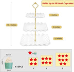 DAFURIET Dessert Cupcake Stand, 3 Tier Cup Cake Holder Tower for Tea Party/Birthday/Wedding, Plastic Tiered Serving Tray with Metal Rod, White