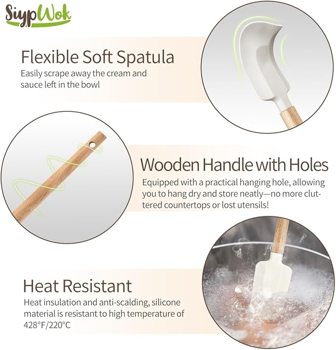 Silicone Spatula Set, Food Grade Rubber Spatula-4 Piece Nonstick Rubber Spatulas, Spoonula, Jar Scraper for Cooking, Baking, Mixing, Frosting - Heat Resistant Up to 600°F (5 Pcs Spatula White)