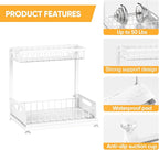 Saydear Under Sink Organizer Storage 2-Tier Premium Metal Pull-Out Kitchen Cabinet Organizer with Sliding Drawer, Height Adjustable, Heavy Duty for Kitchen & Bathroom Organizers 1 Pack White