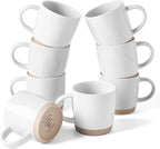 famiware Coffee Mugs for 8, 13 oz Mug Set, Dringking Cup with Handle for Coffee, Tea, Cocoa, Milk, Milkyway Serise, White