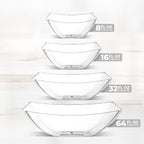 Posh Setting - Clear Plastic Serving Bowls for Party (32oz - 4 Pack) Square, Disposable, Salad & Fruit Bowls for Party Table, Candy Containers for Candy Buffet