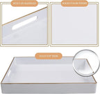 MAONAME 13" Decorative Tray, White Serving Tray with Handles, Coffee Table Trays, Square Plastic Trays for Ottoman, Bathroom, Kitchen