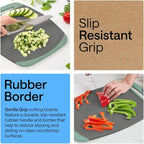 GORILLA GRIP BPA-Free Reversible Kitchen Cutting Board Set of 3, US Designed, Nonporous, Juice Grooves Catch Liquid, Slip Resistant Border, Dishwasher Safe, Durable Food Chopping Boards, Gray Mint