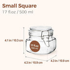 ComSaf 6 Pack 17 oz Airtight Glass Jars with Labels - Ideal for Storing Spices & Tea or Pickling Small Batches of Vegetables and Jams