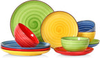 Selamica Ceramic Plates and Bowls Sets,12 Pieces Dinnerware Sets for 4,Scratch Resistant Dish Set,Dishwasher & Microwave Safe, Dopamine